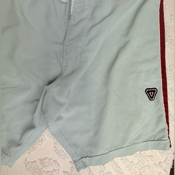 Men's Light Blue Swim Shorts with Red Accents - Picture 4 of 7